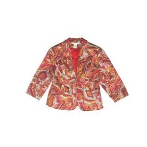 Versailles Women’s Blazer Size 12 Paisley Print Tailored Jacket Red Gold